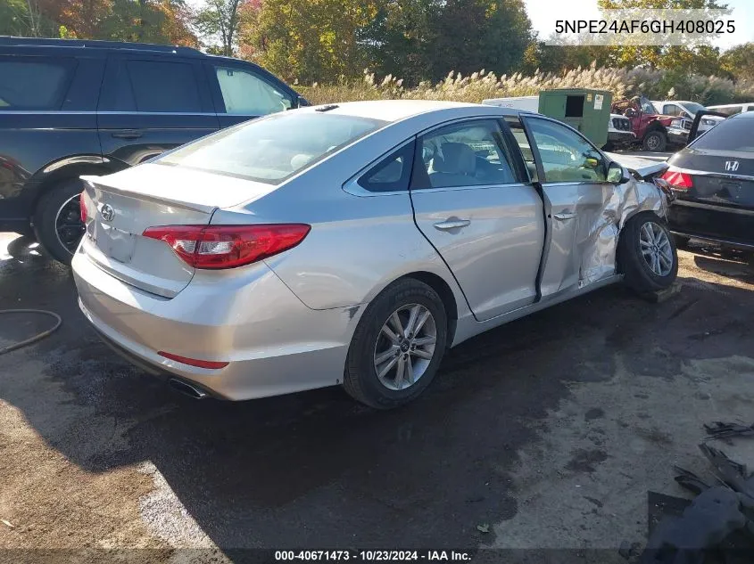 2016 Hyundai Sonata Se VIN: 5NPE24AF6GH408025 Lot: 40671473