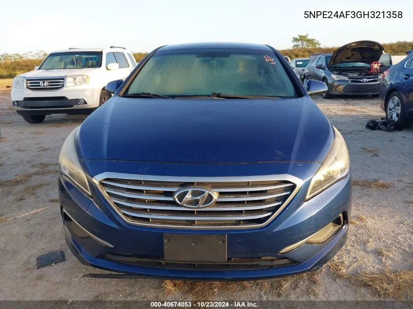 2016 Hyundai Sonata Se VIN: 5NPE24AF3GH321358 Lot: 40674053