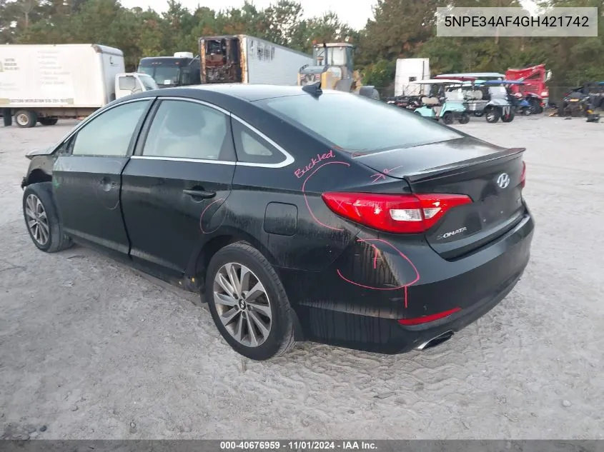 2016 Hyundai Sonata Sport/Limited VIN: 5NPE34AF4GH421742 Lot: 40676959