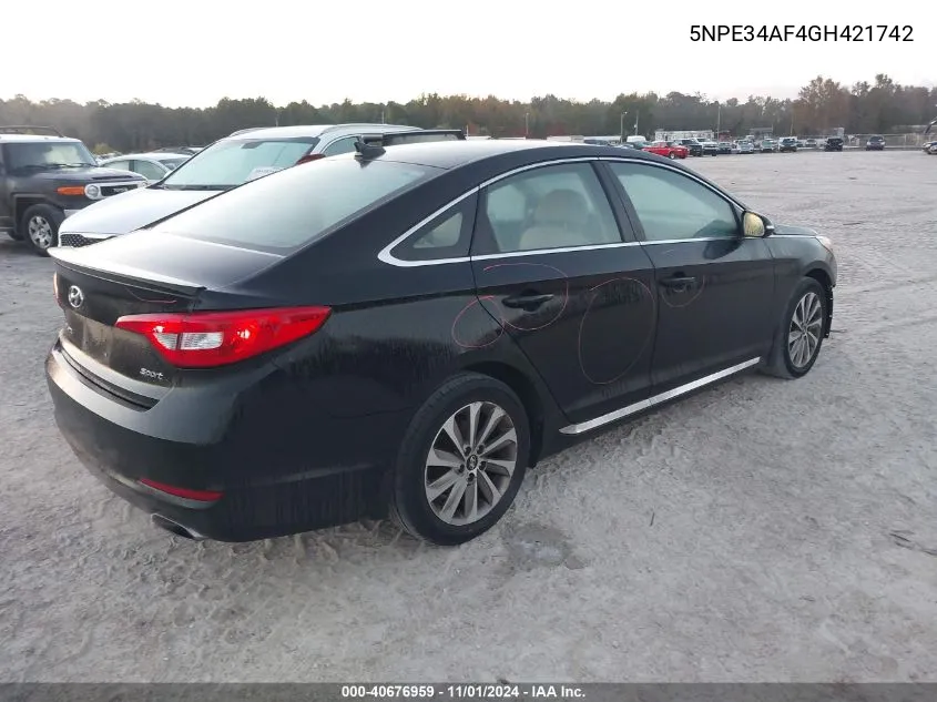 2016 Hyundai Sonata Sport/Limited VIN: 5NPE34AF4GH421742 Lot: 40676959