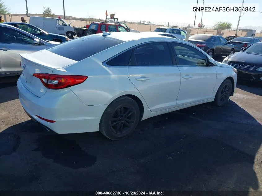 5NPE24AF3GH364842 2016 Hyundai Sonata Se