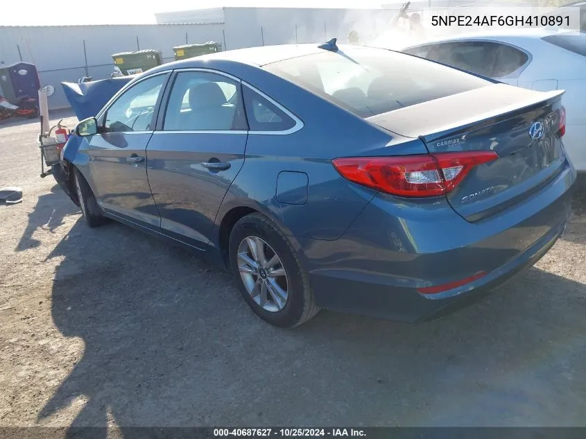 2016 Hyundai Sonata VIN: 5NPE24AF6GH410891 Lot: 40687627