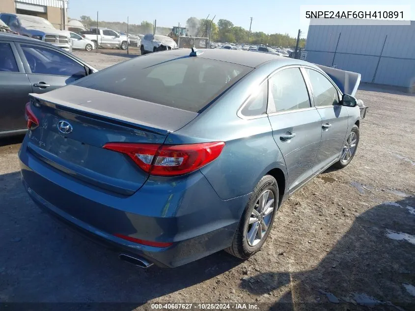 2016 Hyundai Sonata VIN: 5NPE24AF6GH410891 Lot: 40687627