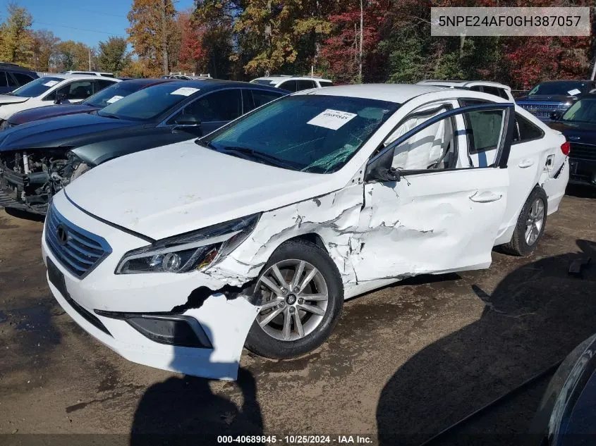 2016 Hyundai Sonata Se VIN: 5NPE24AF0GH387057 Lot: 40689845