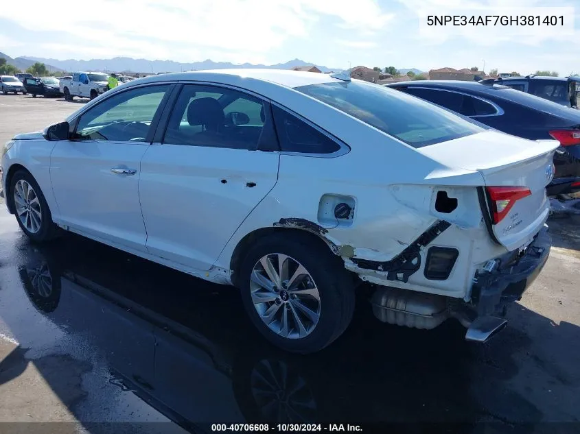 2016 Hyundai Sonata Sport VIN: 5NPE34AF7GH381401 Lot: 40706608