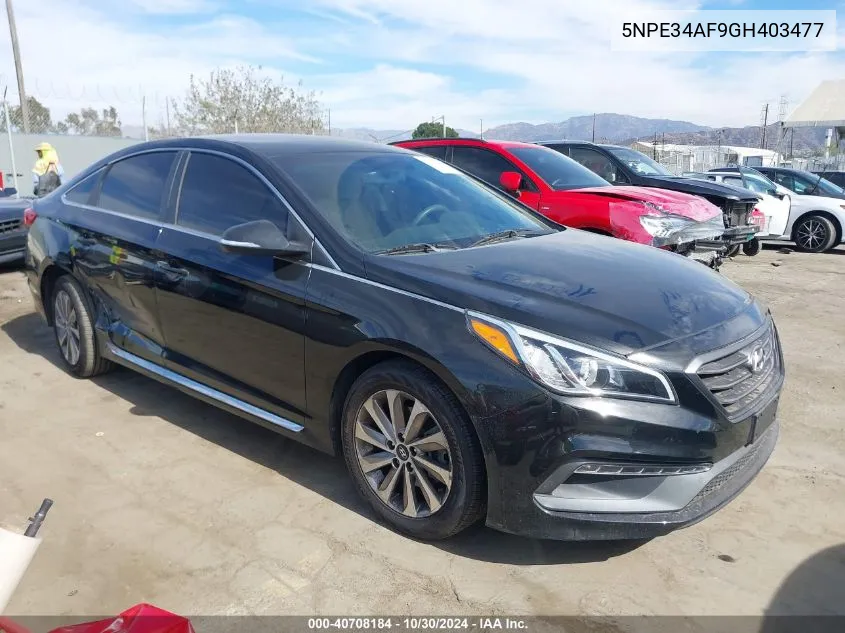 2016 Hyundai Sonata Sport VIN: 5NPE34AF9GH403477 Lot: 40708184