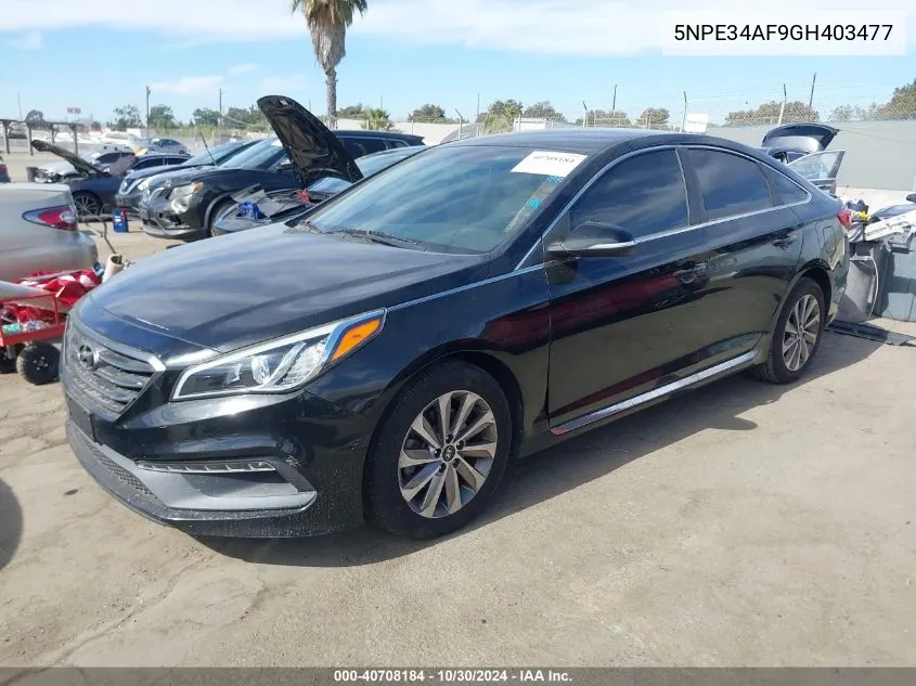 2016 Hyundai Sonata Sport VIN: 5NPE34AF9GH403477 Lot: 40708184