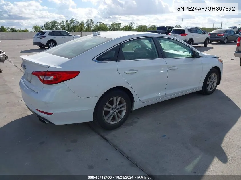 2016 Hyundai Sonata Se VIN: 5NPE24AF7GH307592 Lot: 40712403