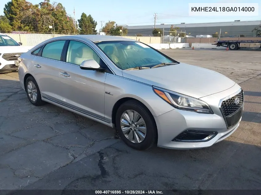 2016 Hyundai Sonata Hybrid Se VIN: KMHE24L18GA014000 Lot: 40716595