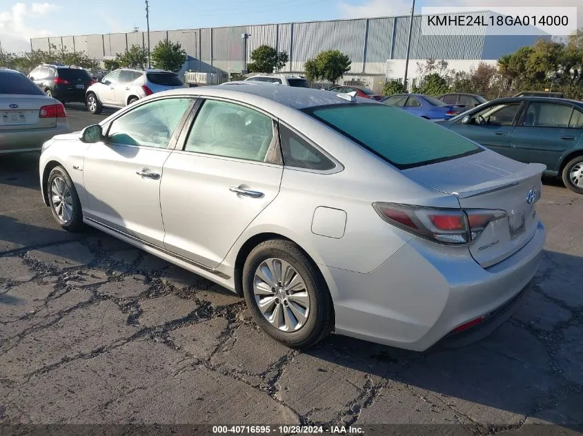 2016 Hyundai Sonata Hybrid Se VIN: KMHE24L18GA014000 Lot: 40716595