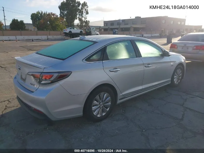 2016 Hyundai Sonata Hybrid Se VIN: KMHE24L18GA014000 Lot: 40716595