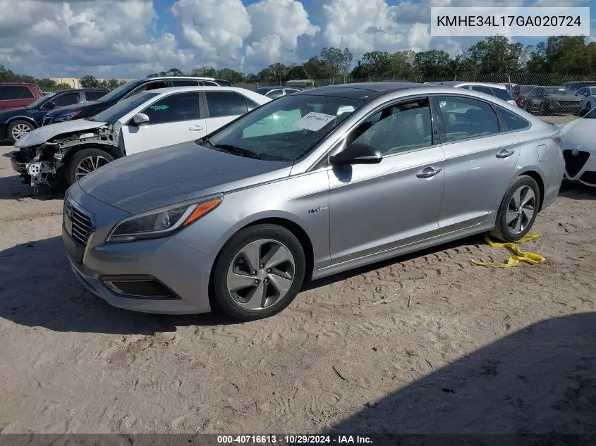 2016 Hyundai Sonata Hybrid Limited VIN: KMHE34L17GA020724 Lot: 40716613