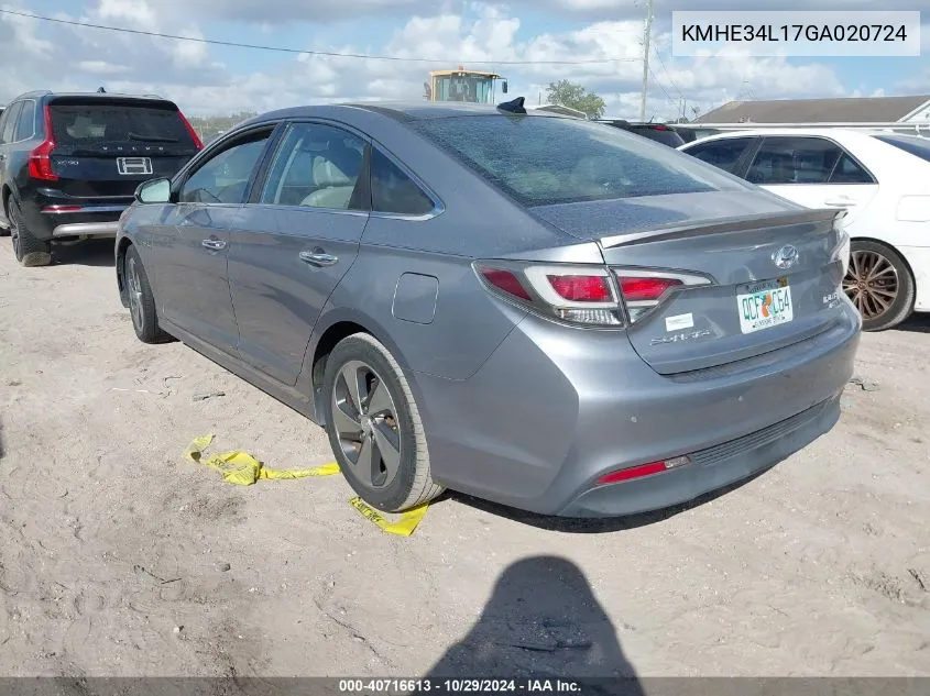 2016 Hyundai Sonata Hybrid Limited VIN: KMHE34L17GA020724 Lot: 40716613