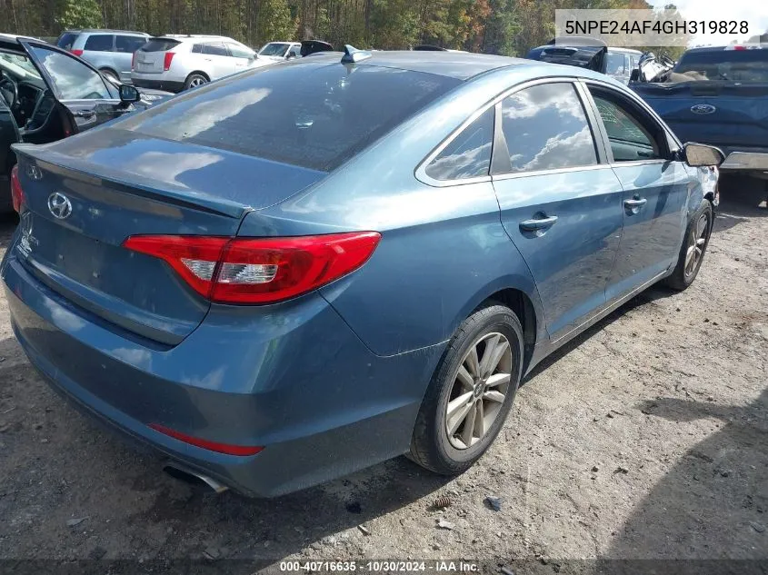 2016 Hyundai Sonata Se VIN: 5NPE24AF4GH319828 Lot: 40716635