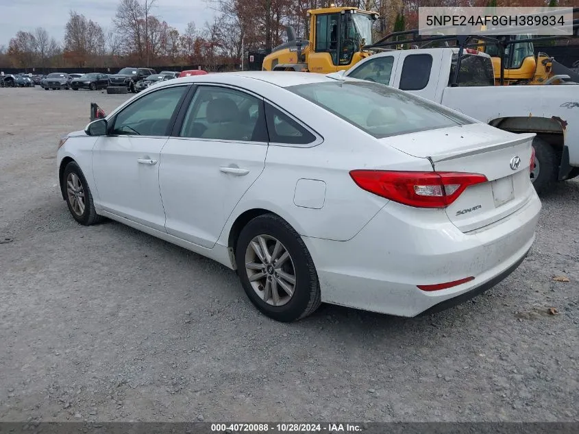 2016 Hyundai Sonata Se VIN: 5NPE24AF8GH389834 Lot: 40720088