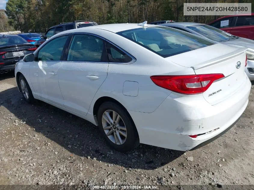 2016 Hyundai Sonata Se VIN: 5NPE24AF2GH428580 Lot: 40723251