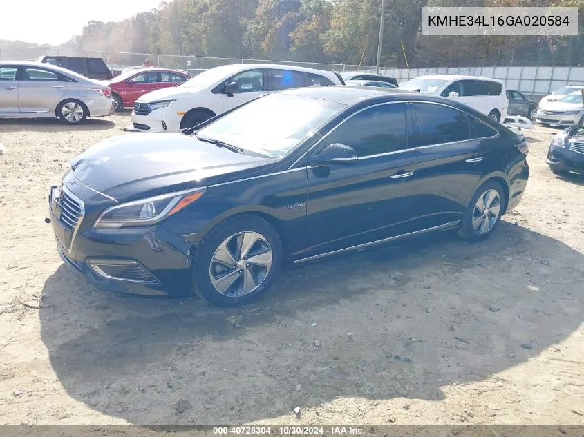 2016 Hyundai Sonata Hybrid Limited VIN: KMHE34L16GA020584 Lot: 40728304