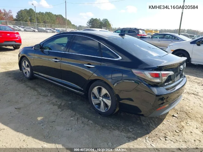 2016 Hyundai Sonata Hybrid Limited VIN: KMHE34L16GA020584 Lot: 40728304