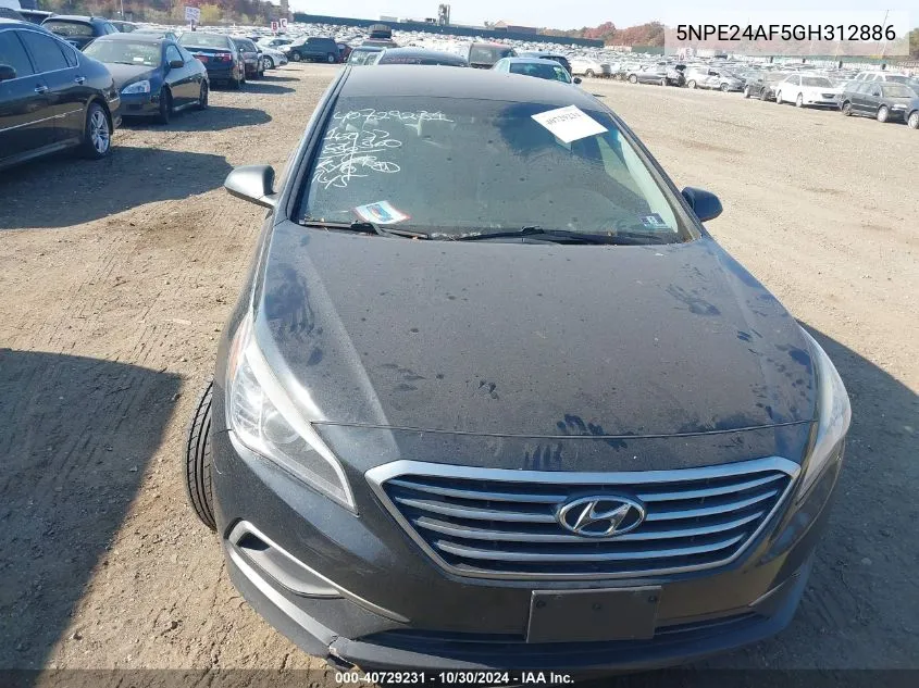 2016 Hyundai Sonata Se VIN: 5NPE24AF5GH312886 Lot: 40729231