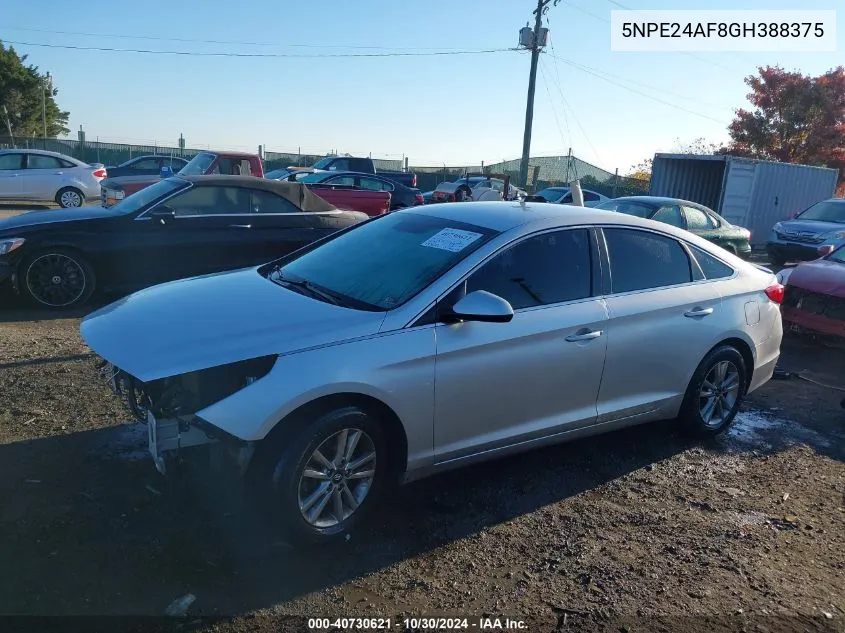 2016 Hyundai Sonata Se VIN: 5NPE24AF8GH388375 Lot: 40730621