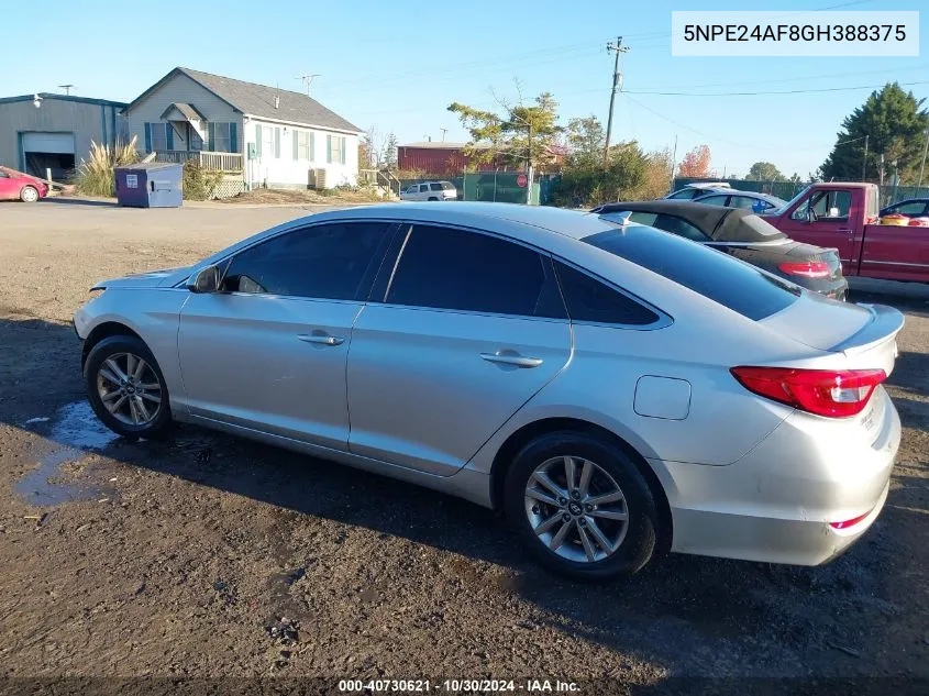 2016 Hyundai Sonata Se VIN: 5NPE24AF8GH388375 Lot: 40730621