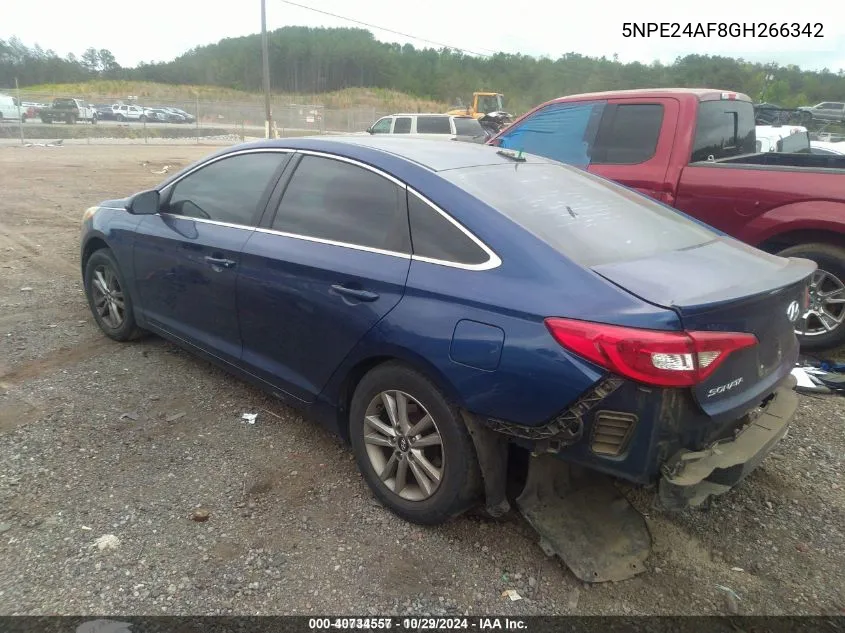 2016 Hyundai Sonata Se VIN: 5NPE24AF8GH266342 Lot: 40734557