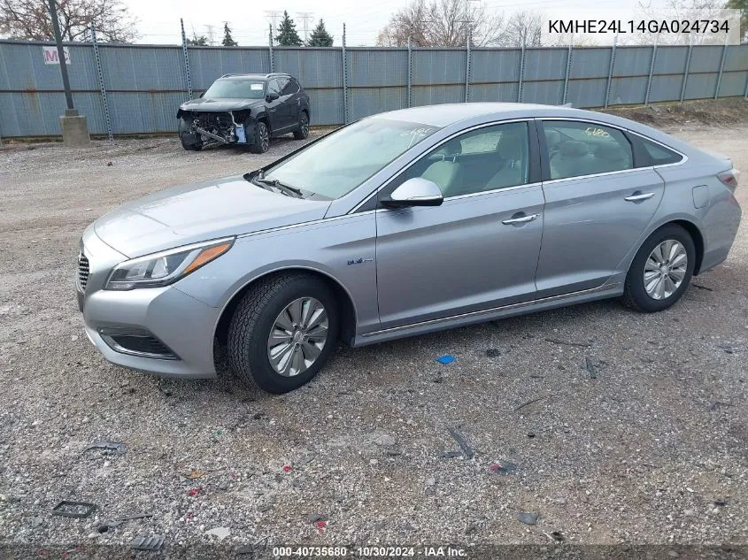 2016 Hyundai Sonata Hybrid Se VIN: KMHE24L14GA024734 Lot: 40735680