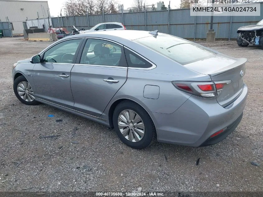 2016 Hyundai Sonata Hybrid Se VIN: KMHE24L14GA024734 Lot: 40735680