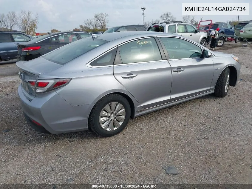 2016 Hyundai Sonata Hybrid Se VIN: KMHE24L14GA024734 Lot: 40735680