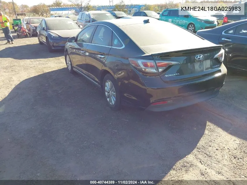 2016 Hyundai Sonata Hybrid Se VIN: KMHE24L18GA025983 Lot: 40744389