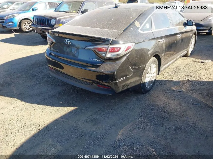 2016 Hyundai Sonata Hybrid Se VIN: KMHE24L18GA025983 Lot: 40744389