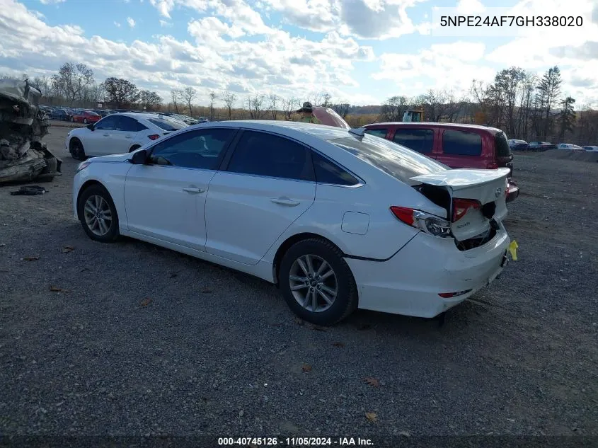 2016 Hyundai Sonata Se VIN: 5NPE24AF7GH338020 Lot: 40745126