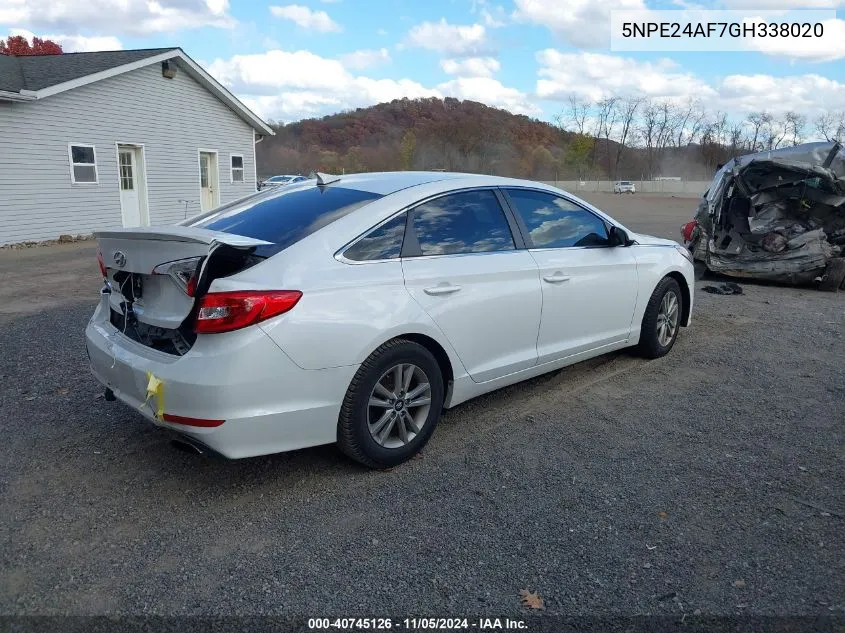 2016 Hyundai Sonata Se VIN: 5NPE24AF7GH338020 Lot: 40745126