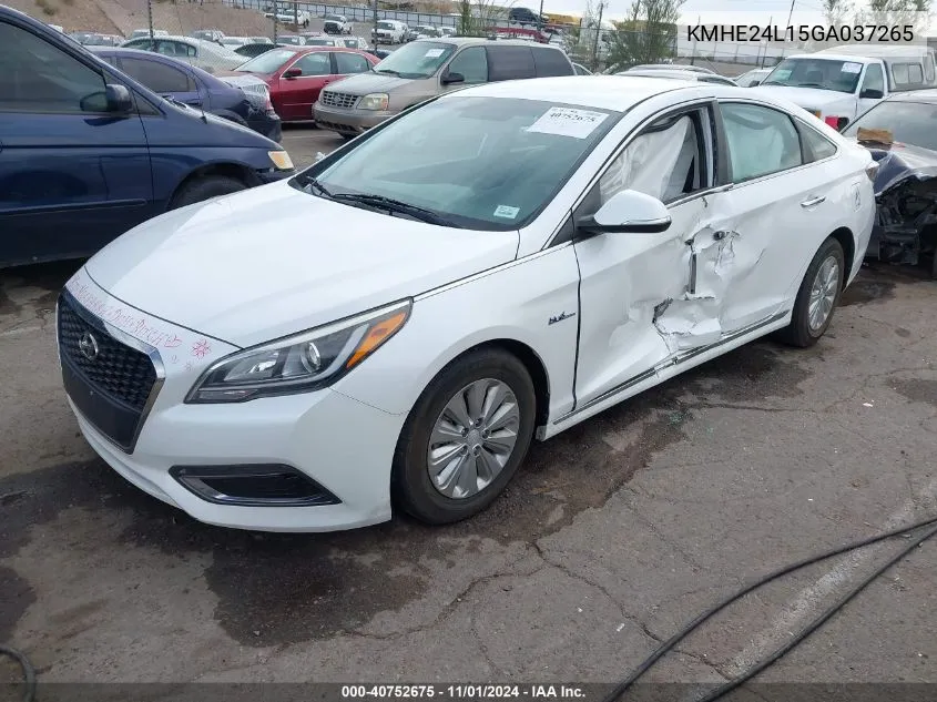 KMHE24L15GA037265 2016 Hyundai Sonata Hybrid Se