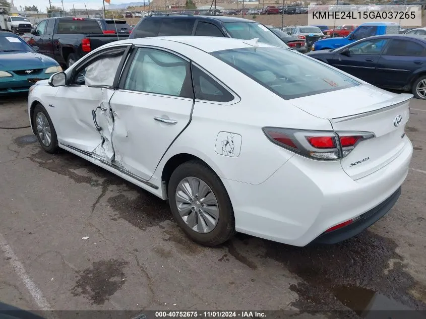 KMHE24L15GA037265 2016 Hyundai Sonata Hybrid Se