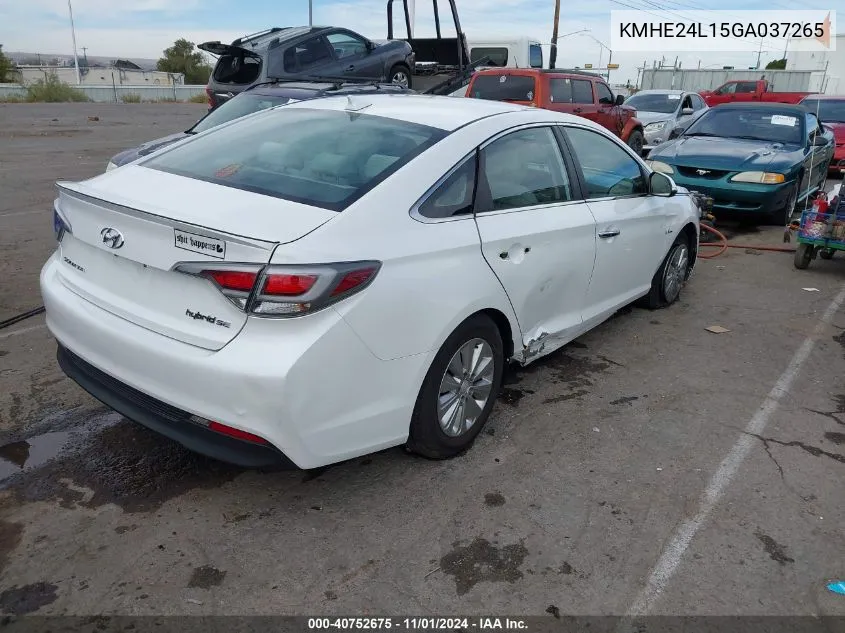 KMHE24L15GA037265 2016 Hyundai Sonata Hybrid Se