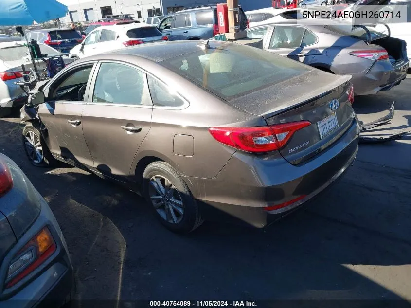 2016 Hyundai Sonata Se VIN: 5NPE24AF0GH260714 Lot: 40754089