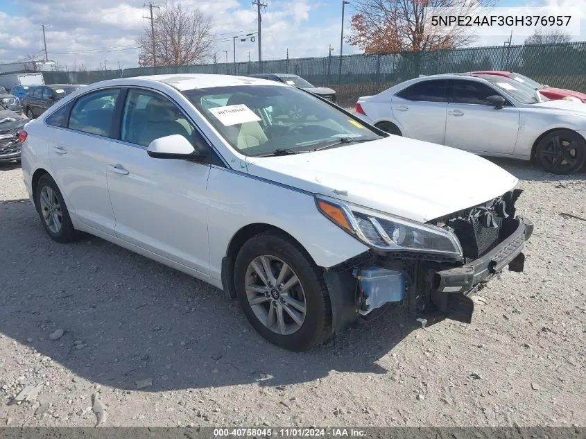 2016 Hyundai Sonata Se VIN: 5NPE24AF3GH376957 Lot: 40758045