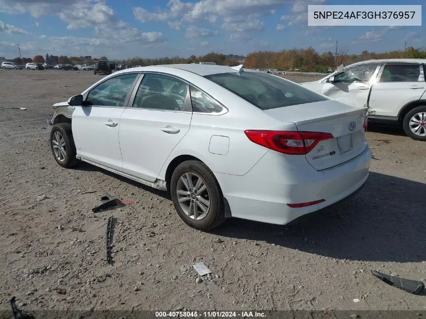 2016 Hyundai Sonata Se VIN: 5NPE24AF3GH376957 Lot: 40758045