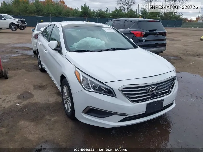 2016 Hyundai Sonata Se VIN: 5NPE24AF8GH328726 Lot: 40766632