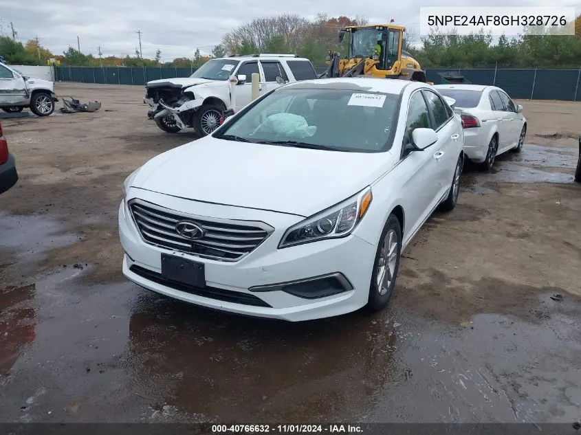 2016 Hyundai Sonata Se VIN: 5NPE24AF8GH328726 Lot: 40766632