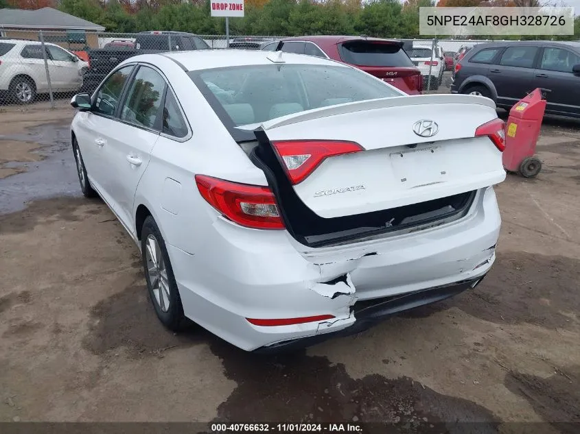 2016 Hyundai Sonata Se VIN: 5NPE24AF8GH328726 Lot: 40766632