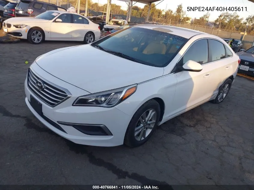 2016 Hyundai Sonata VIN: 5NPE24AF4GH405611 Lot: 40766841