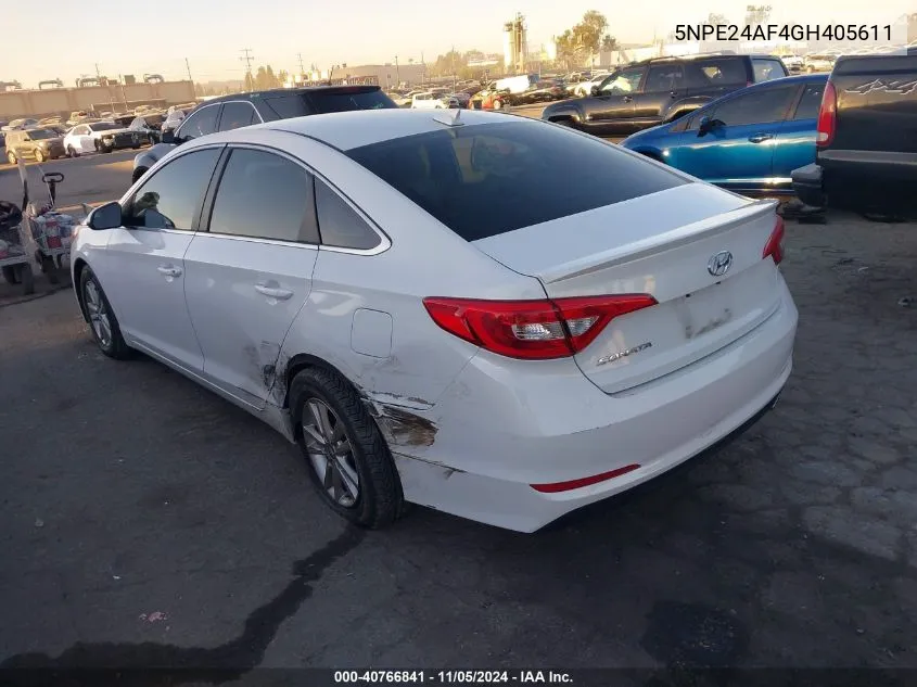 2016 Hyundai Sonata VIN: 5NPE24AF4GH405611 Lot: 40766841