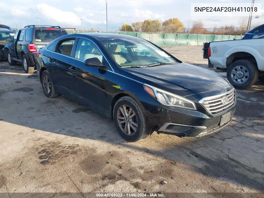 2016 Hyundai Sonata VIN: 5NPE24AF2GH411018 Lot: 40769322