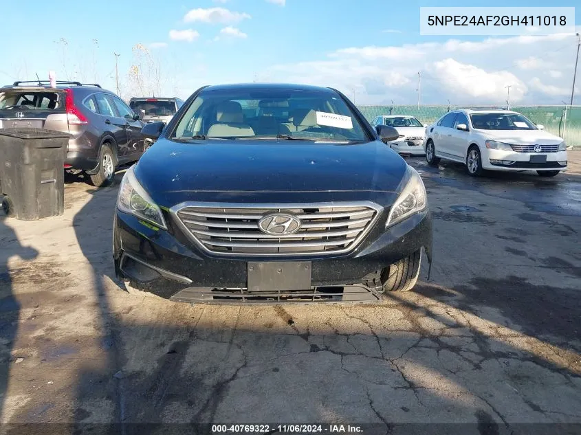 2016 Hyundai Sonata VIN: 5NPE24AF2GH411018 Lot: 40769322