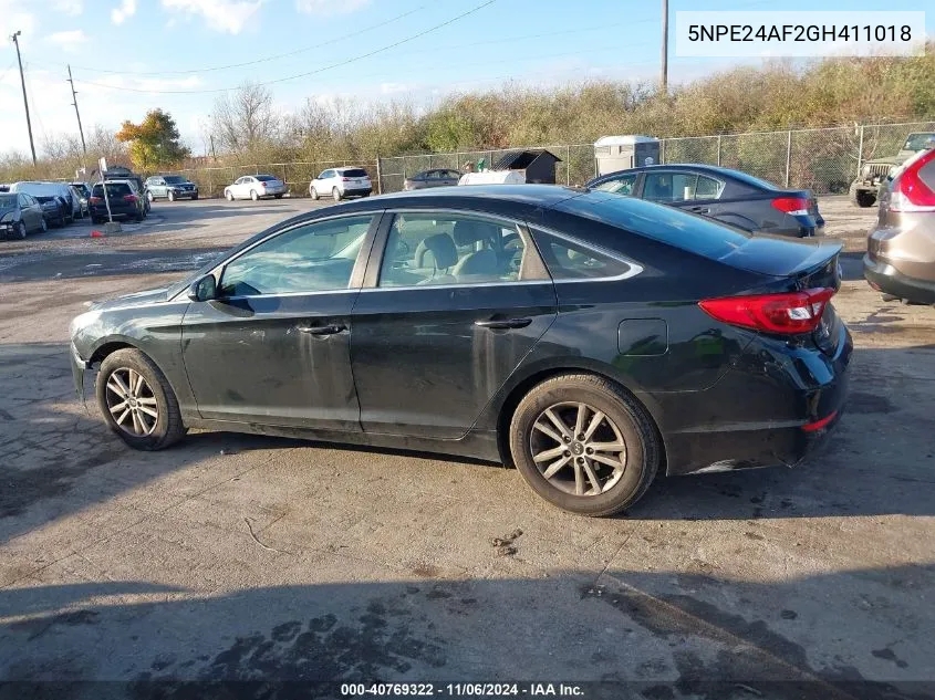 2016 Hyundai Sonata VIN: 5NPE24AF2GH411018 Lot: 40769322