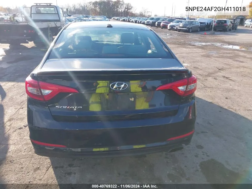 2016 Hyundai Sonata VIN: 5NPE24AF2GH411018 Lot: 40769322