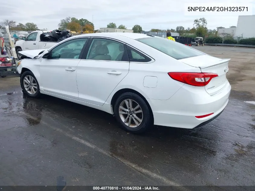 2016 Hyundai Sonata Se VIN: 5NPE24AF2GH323571 Lot: 40770810