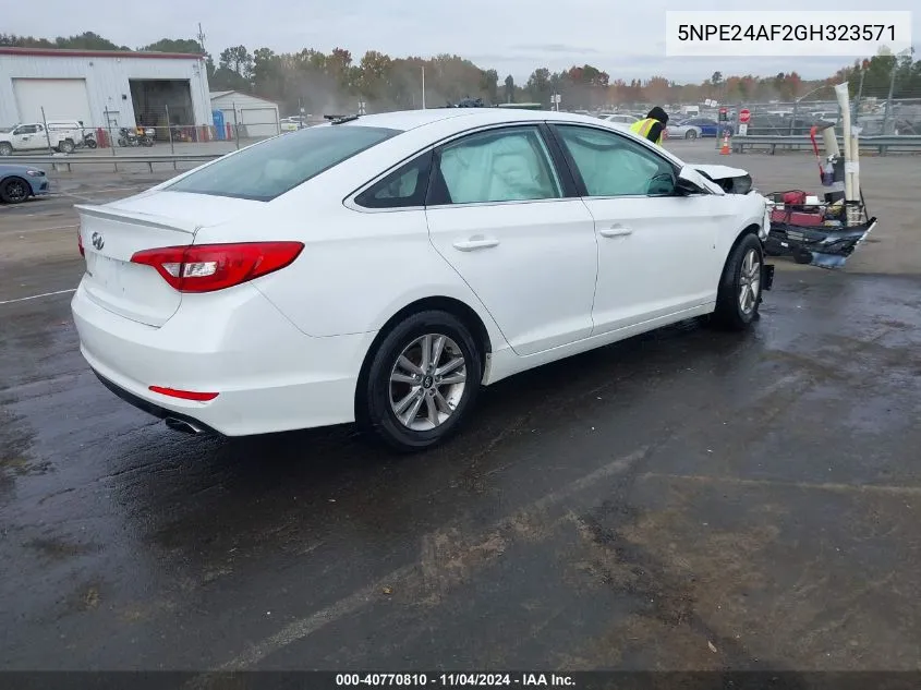 2016 Hyundai Sonata Se VIN: 5NPE24AF2GH323571 Lot: 40770810